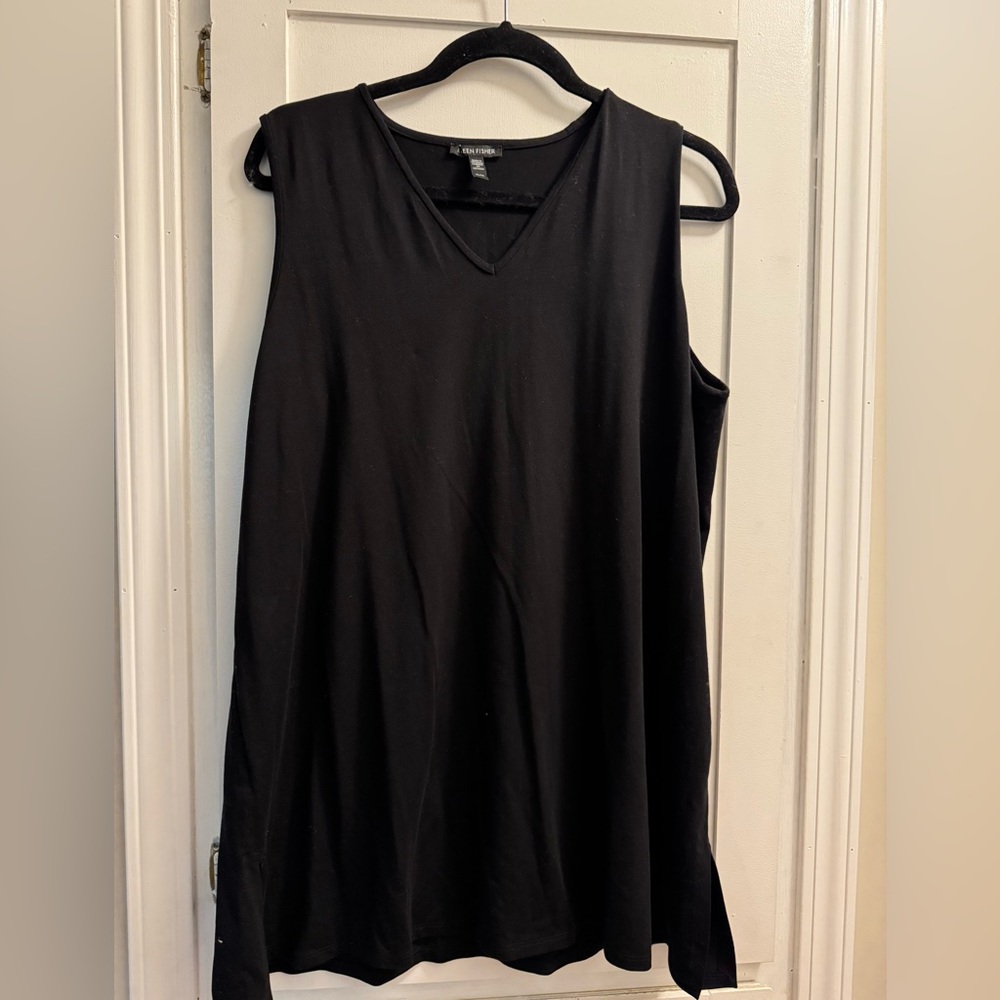 Eileen Fisher black tunic tank size xl